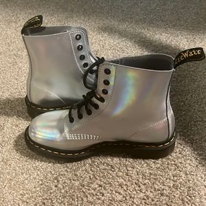 Metallic silver doc martens